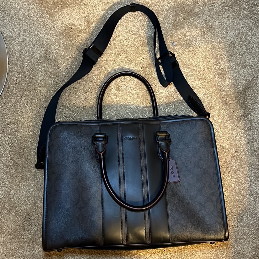 Coach Men's Bond Brief Case Signature Laptop Bag